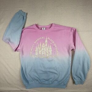 Disney World Sweatshirt Pink Blue Glitter Castle Most Magical Place On Earth